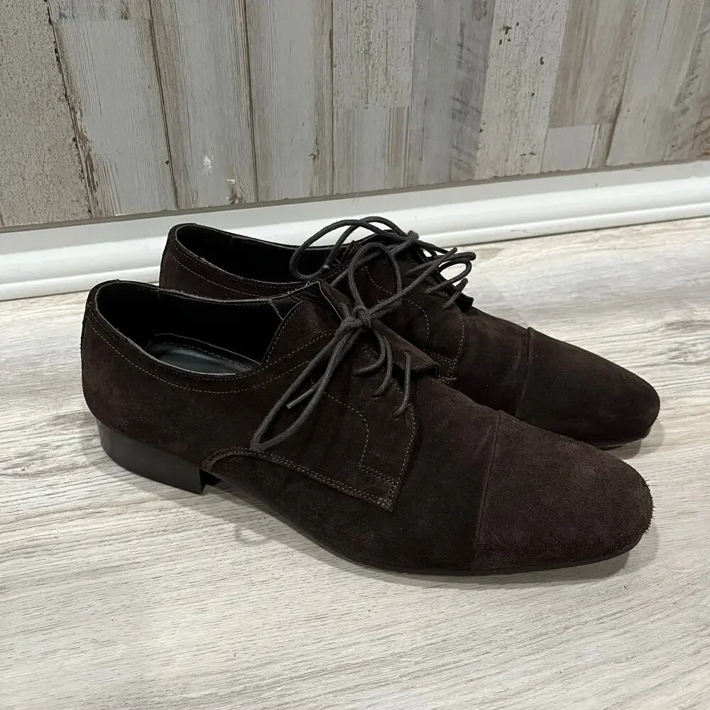 Bruno Magli Martico Brown Suede Leather Oxford Dress Shoes Mens Size 7